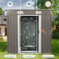 Outdoor Storage Shed 6x4 Feet - Waterproof Metal Garden Shed with Lockable Door - Steel Tool Storage Building