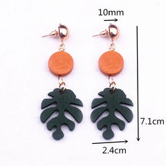 fashion green color African plant Wood Monstera Leaf earrings for women bear drop earring girls gifts new fj008