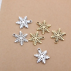 Snowflake Charm DIY Jewelry Accessories Metal Alloy Bracelet Pendant Christmas Charms for Jewelry Making Gold 2021 Flower Lot