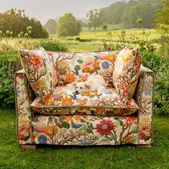 French retro printed single chair small apartment balcony leisure chair pastoral bed and breakfast sofa chair soft bag fabric