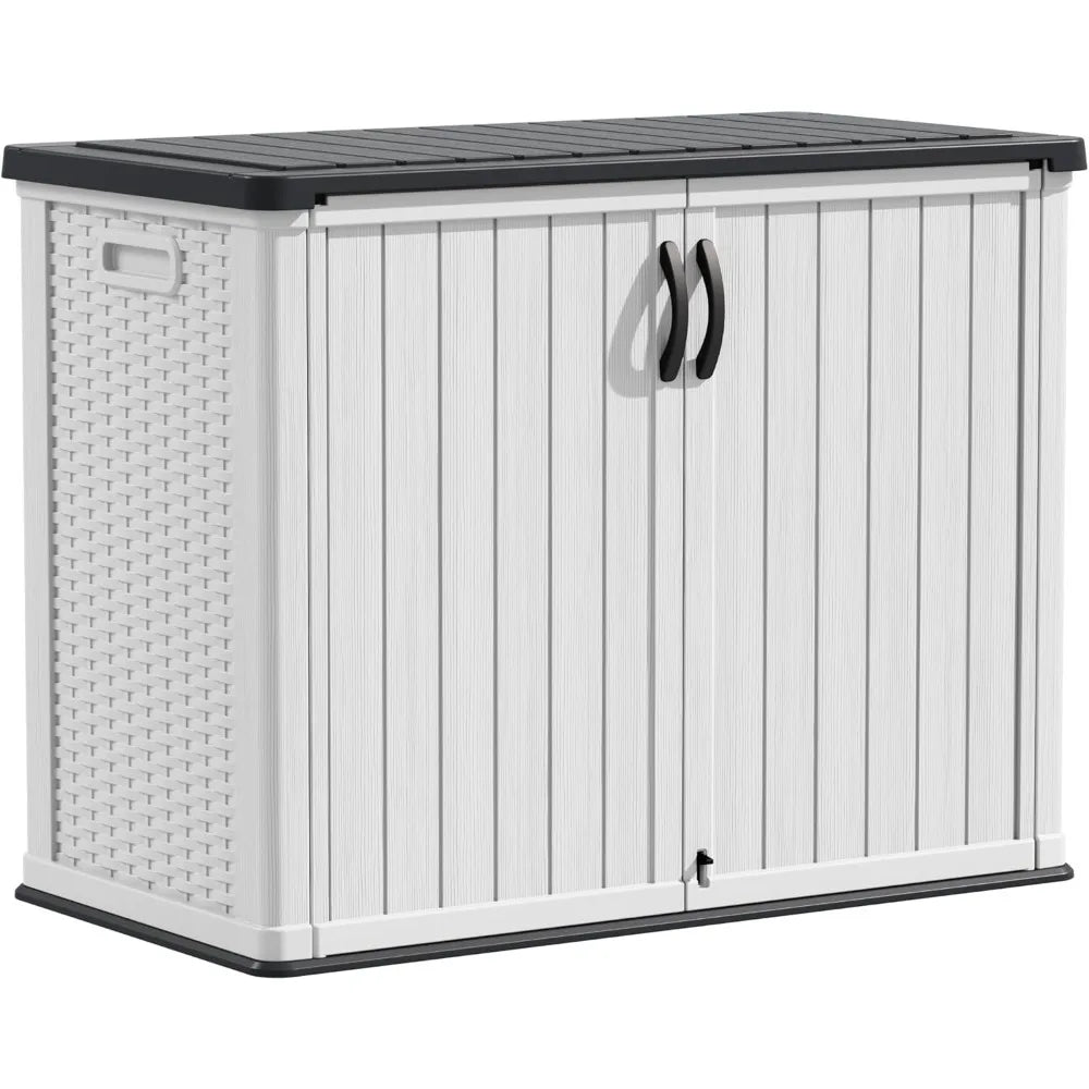 Outdoor Storage Cabinet 26 Cu Ft with Lockable Doors, Horizontal Storage Shed Waterproof Patio Tools Storage Box for Sofa Cushi