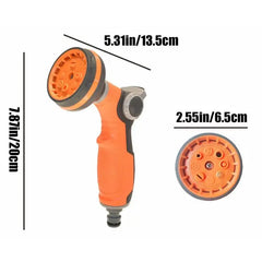 Water Hose Nozzle Water Pipe Sprayer High Pressure Hose Nozzle Leak Proof Handheld Garden Sprayer 8 Adjustable Spray Patterns