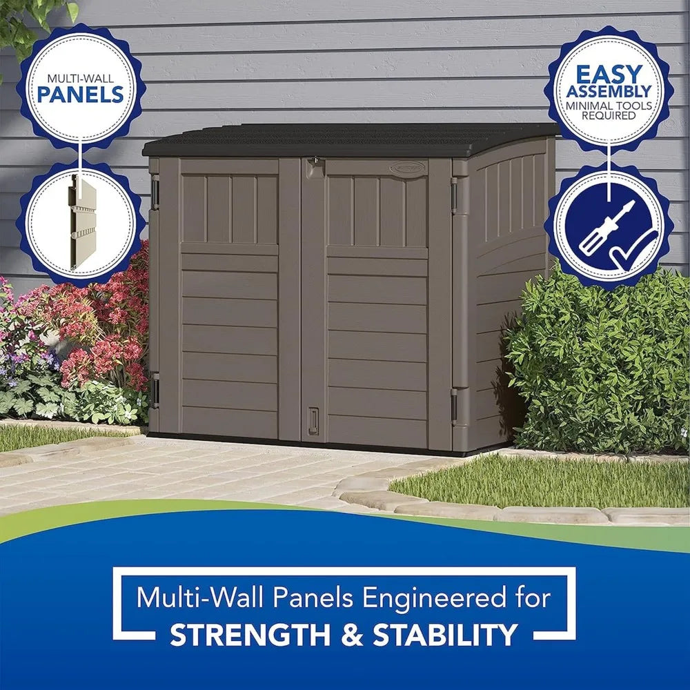 Outdoor Storage Shed for Backyard and Garden, Horizontal, 4' x 2.5', Stoney Grey - Portable Utility Deck and Cabinet for Tools,