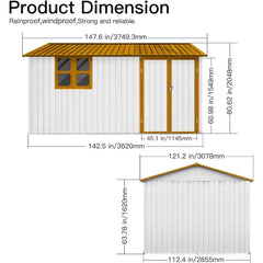 Large Outdoor Metal Storage Shed with 4-Pane Window, Lockable Door, and 4 Air Vents