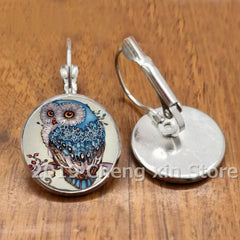 Novel and attractive fashion owl cabochon glass earrings, DIY jewelry earrings, as a gift for ladies