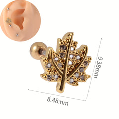 1Pc Stainless Steel Wolf Ear Tragus Cartilage Stud CZ Gem Leaf Rainbow Snake Barbell Helix Earring Lobe Studs Piercing Jewelry