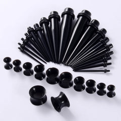 2Pairs Ear Taper +Screw Plug Gauge Earring Kit Ear Expander Strecther Silicone Double Flare Flesh Tunnel Hollow Plugs Piercings