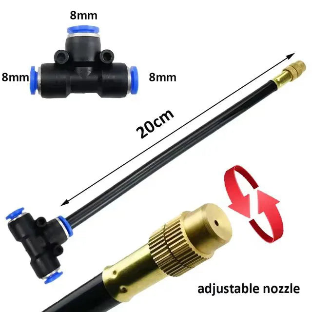 10PCS Universal Automatic Irrigation Sprinkler Kit Outdoor Misting Cooling System Brass Mist Nozzle 8/12mm Hose Tee