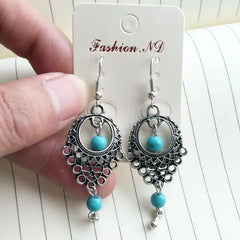 XXZHJ 2018 New Fashion Personality National Wind Retro Droplets Earrings Jewelry Wholesale Beaded Long Earrings Wholesale Women