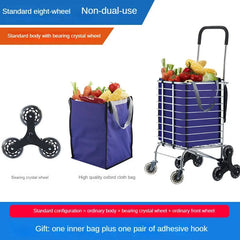 Home Aluminum Alloy Shopping Cart for Grocery Shopping Hand in Hand with Foldable Pull Rod Climbing Trolley