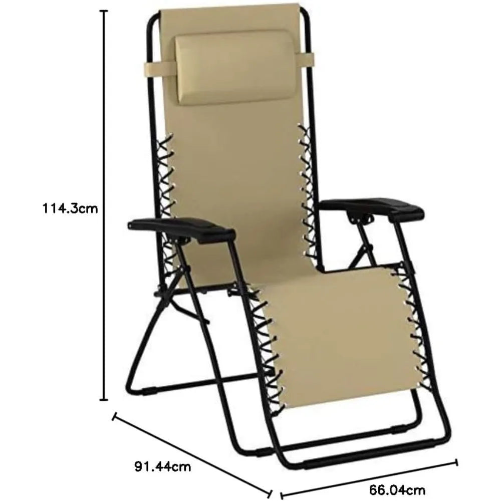 Sports Zero Gravity Outdoor Portable Folding Camping Lawn Deck Patio Pool Recliner Lounge Chair for Adults, Adjustable Headrest