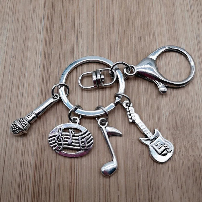 Music teacher key chain music tassel key ring piano player gift music microphone note handmade guitar jewelry souvenir