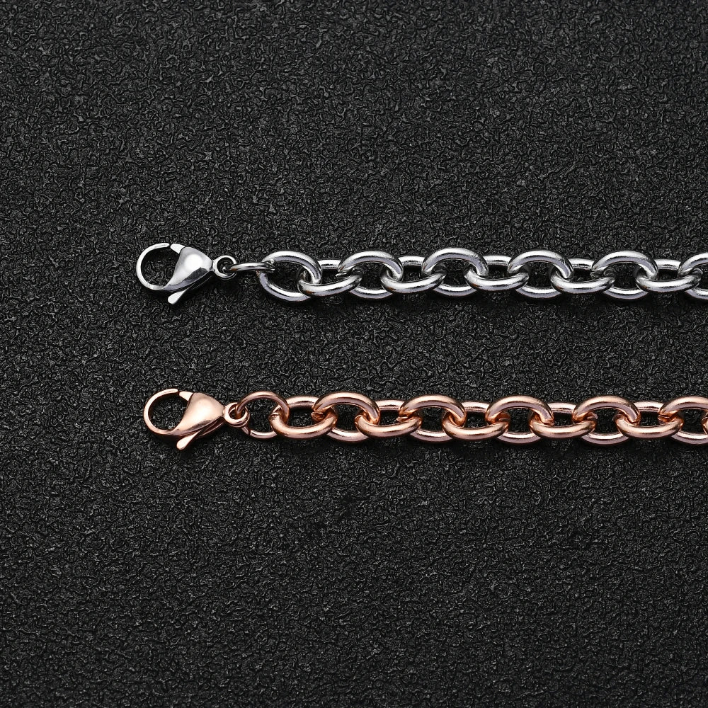 Hot sale stainless steel rose gold color round O chain bracelet fashion jewelry for men and women wedding gifts drop shipping