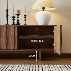 Medieval wabi-sandy wind solid wood TV cabinet coffee table combination high-end home floor cabinet black walnut TV cabinet