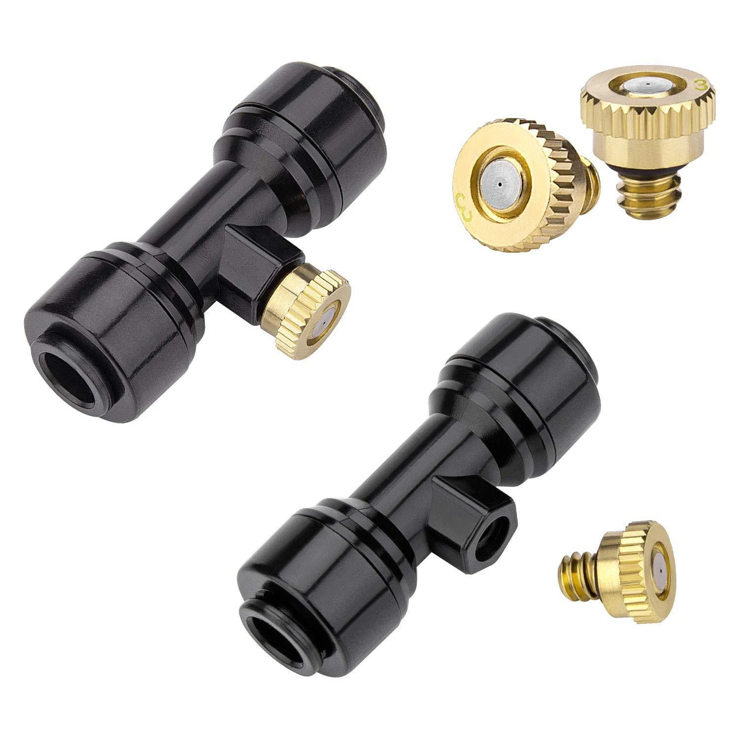 10PCS Threaded Brass Misting Nozzle Set 0.3MM Orifice Irrigation Nozzles Parts for 1/4 Inch Outdoor Cooling Misting Hose System