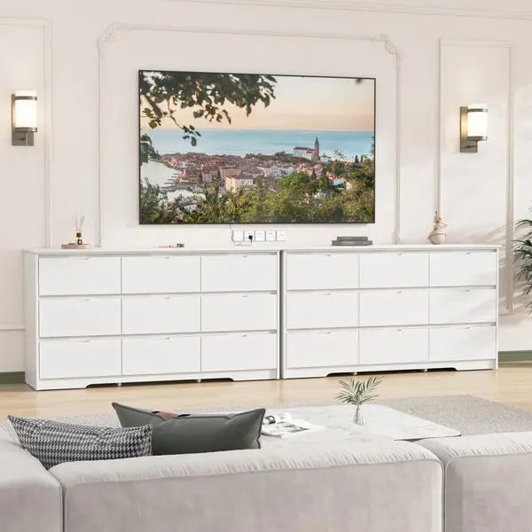9 Drawer Dresser for Bedroom, Storage Cabinet With Hidden Handles, Modern Closet Of Drawers for Living Room