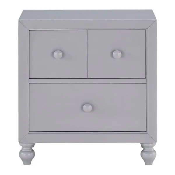 Transitional Gray Finish 1pc Nightstand of Drawers Wood knobs Turned Feet Modern Bedroom Furniture