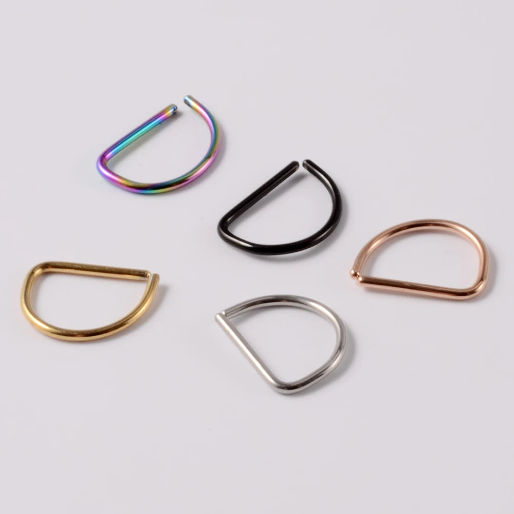 1-5Pcs Stainless Steel D Shape Nose Ring For Women Men 20G Nose Hoop Rings Ear Cartilage Tragus Helix Piercings Jewelry