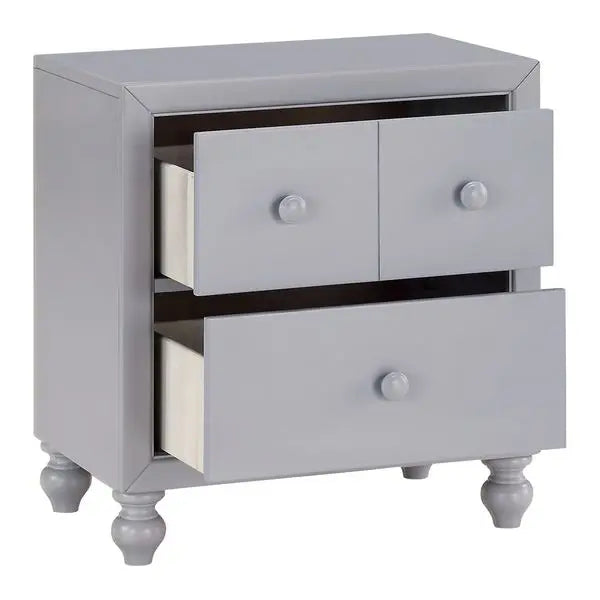 Transitional Gray Finish 1pc Nightstand of Drawers Wood knobs Turned Feet Modern Bedroom Furniture