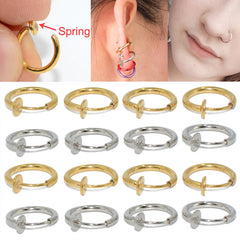 1PC Surgical Steel Fake Spring Earring Labret Lip Ring Nose Ring Clip On Ear Nose Helix Ring Ear Ring Body Piercing Jewelry