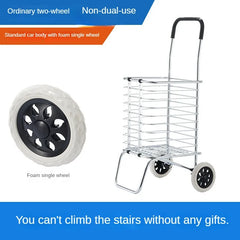 Home Aluminum Alloy Shopping Cart for Grocery Shopping Hand in Hand with Foldable Pull Rod Climbing Trolley