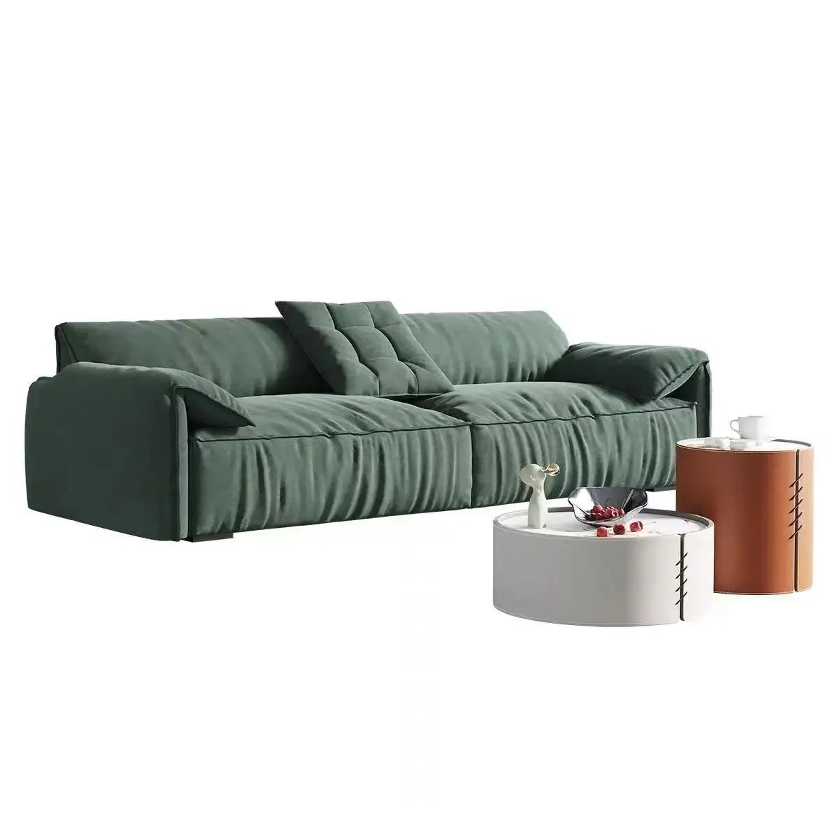 Sofa living room simple modern small apartment fabric cream wind straight row Italian new model