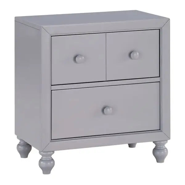 Transitional Gray Finish 1pc Nightstand of Drawers Wood knobs Turned Feet Modern Bedroom Furniture