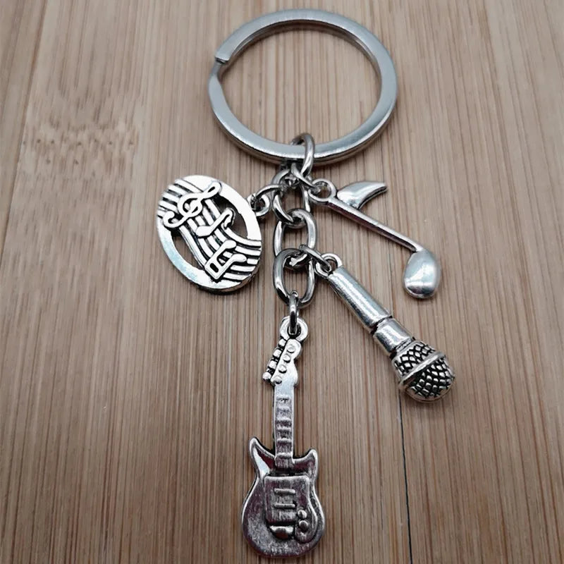 Music teacher key chain music tassel key ring piano player gift music microphone note handmade guitar jewelry souvenir