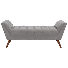 Contemporary Tufted Linen Bench Indoor Seating Durable Wood Frame Biscuit Tufted Light Grey Upholstered Seat Assembly Required