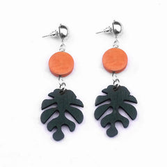 fashion green color African plant Wood Monstera Leaf earrings for women bear drop earring girls gifts new fj008