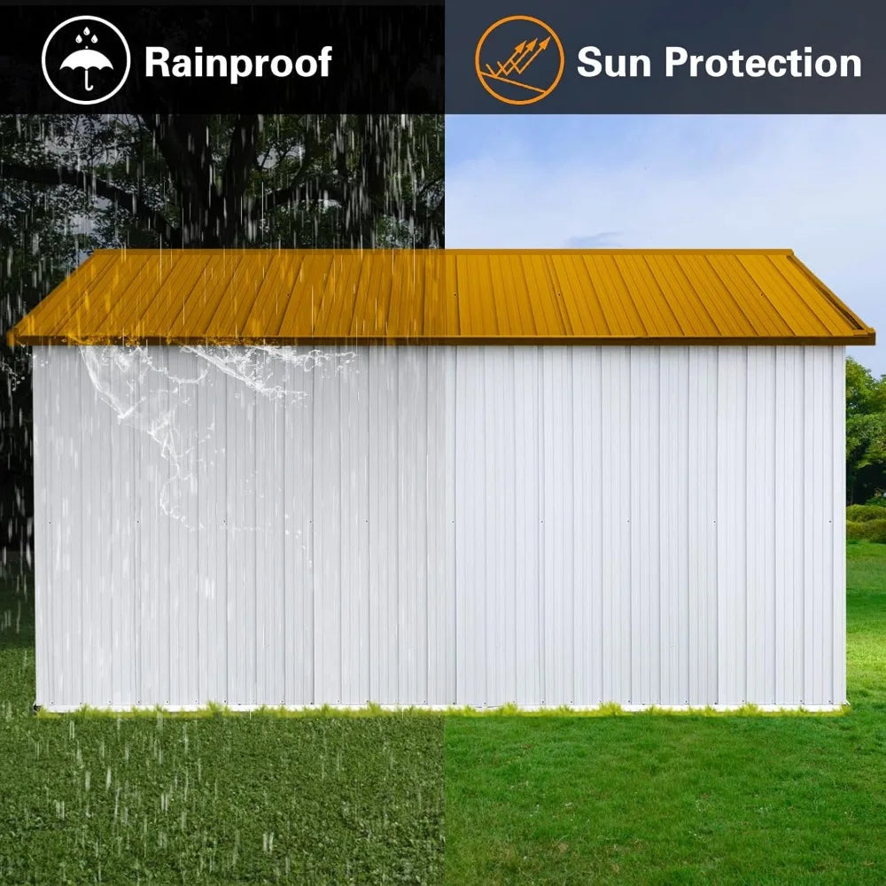 Large Outdoor Metal Storage Shed with 4-Pane Window, Lockable Door, and 4 Air Vents