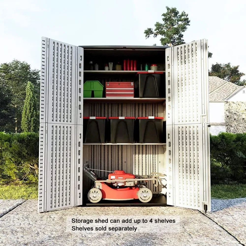 Kinying Outdoor Storage Cabinet, Vertical Storage Shed Perfect to Store Patio Furniture, Garden Tools Accessories,Bike,Beach Cha