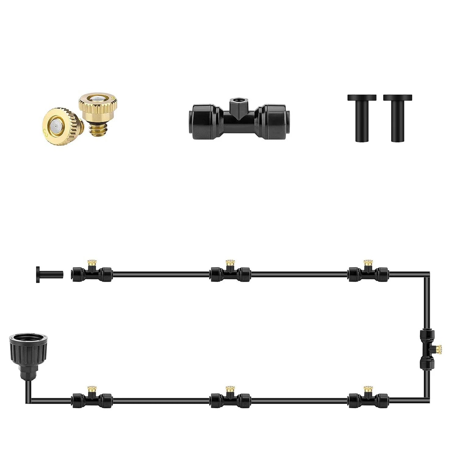10PCS Threaded Brass Misting Nozzle Set 0.3MM Orifice Irrigation Nozzles Parts for 1/4 Inch Outdoor Cooling Misting Hose System