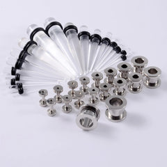 2Pairs Ear Taper +Screw Plug Gauge Earring Kit Ear Expander Strecther Silicone Double Flare Flesh Tunnel Hollow Plugs Piercings