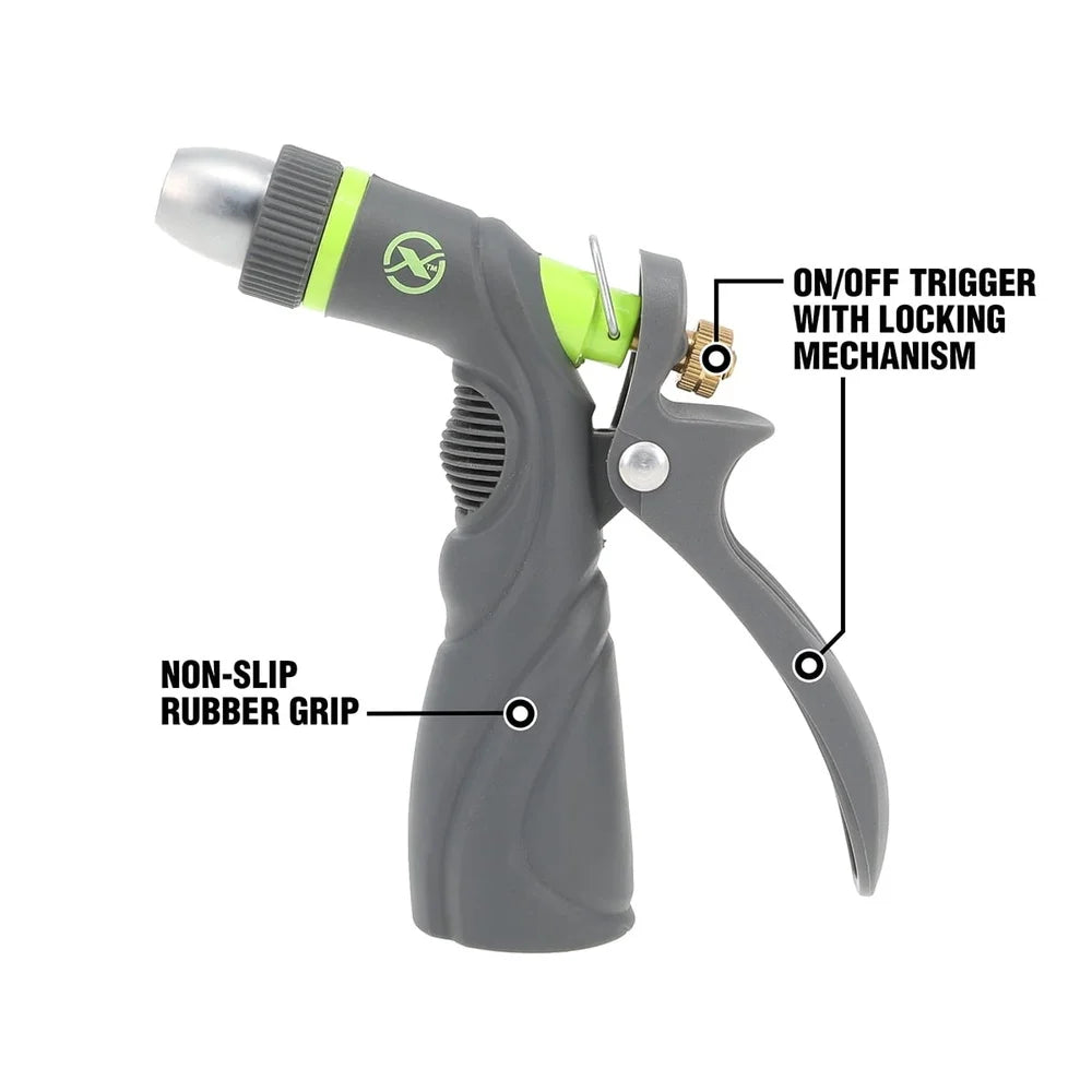 Pistol Grip Adjustable Garden Hose Nozzle Durable Metal Construction Leak Proof Trigger Lock Non Slip Grip Ideal Watering