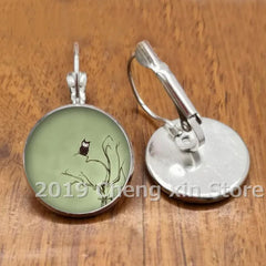 Novel and attractive fashion owl cabochon glass earrings, DIY jewelry earrings, as a gift for ladies