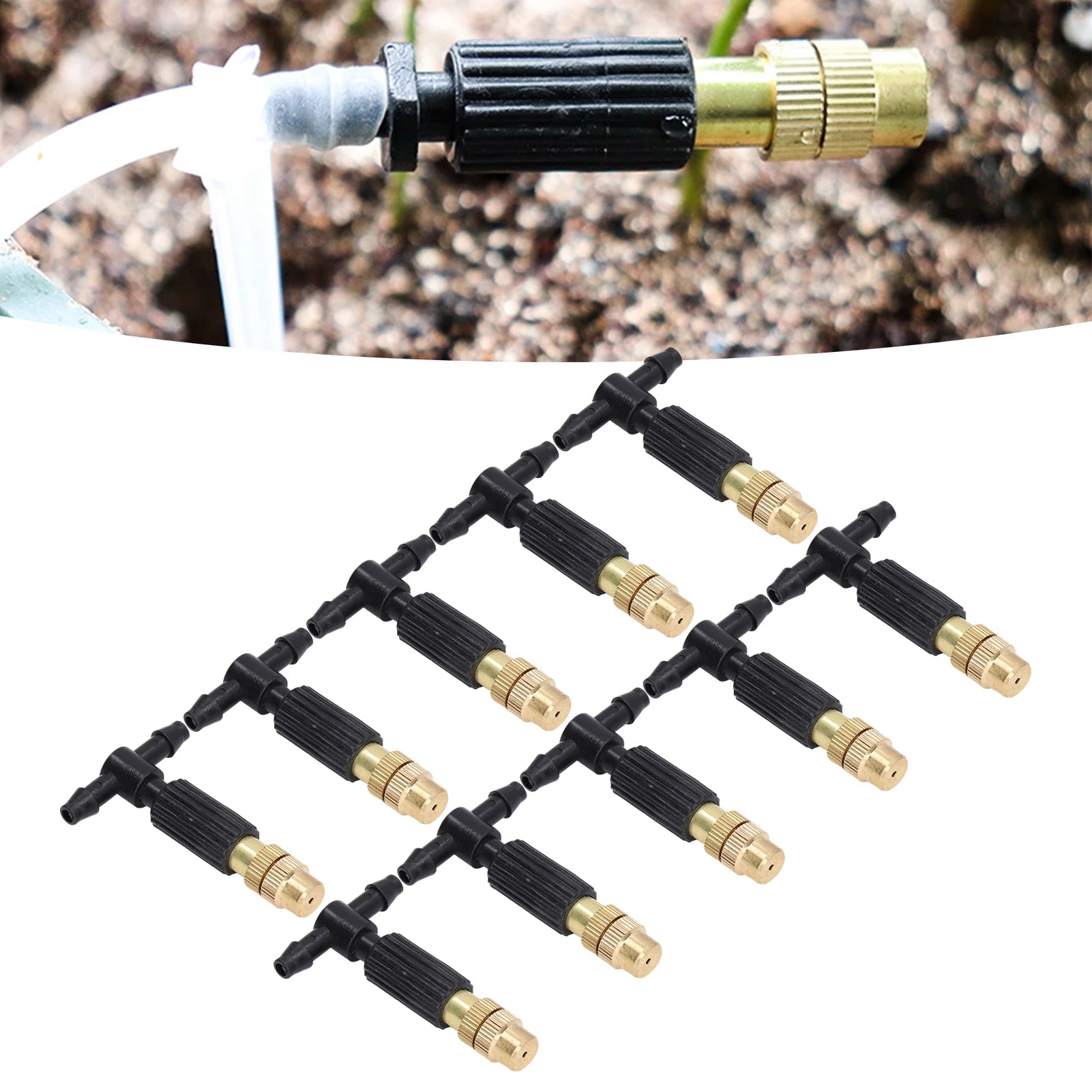 10-Pack Adjustable Atomizing Nozzles, 4/7mm Hose Compatible, Removable Design for Greenhouse Cooling & Garden Irrigation