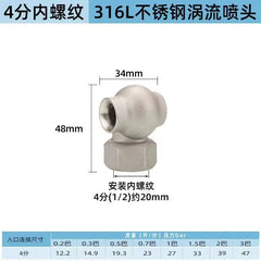 Vortex Nozzle Dust Removal Desulfurization Denitrogenation Cooling High Flow Anti-Clogging Cooling Tower Spray Nozzle