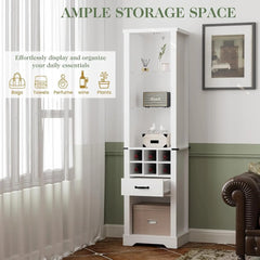 RoyalCraft Buffet Cabinet with LED Light, Narrow Buffet Sideboard with Drawers and Glass Adjustable Shelves for Dining Room