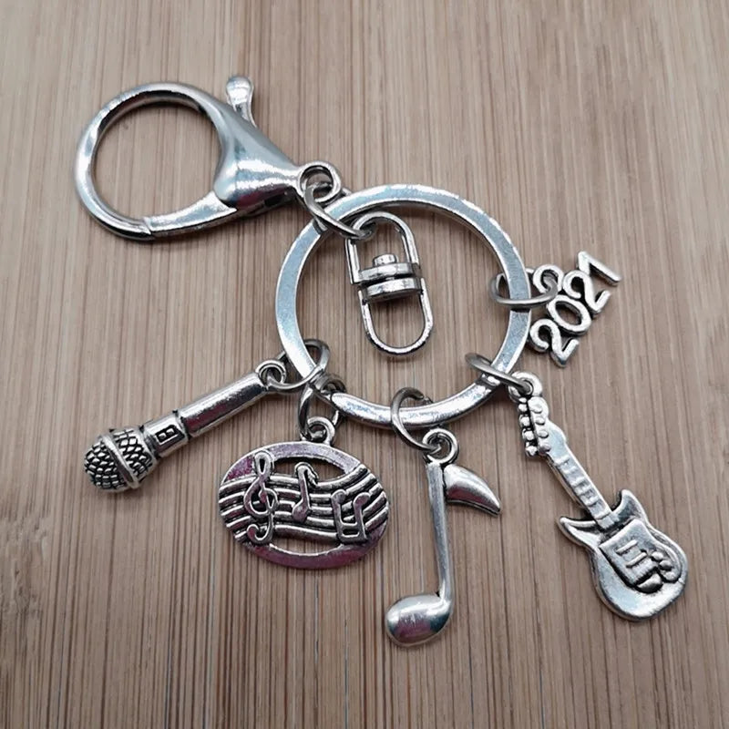 Music teacher key chain music tassel key ring piano player gift music microphone note handmade guitar jewelry souvenir
