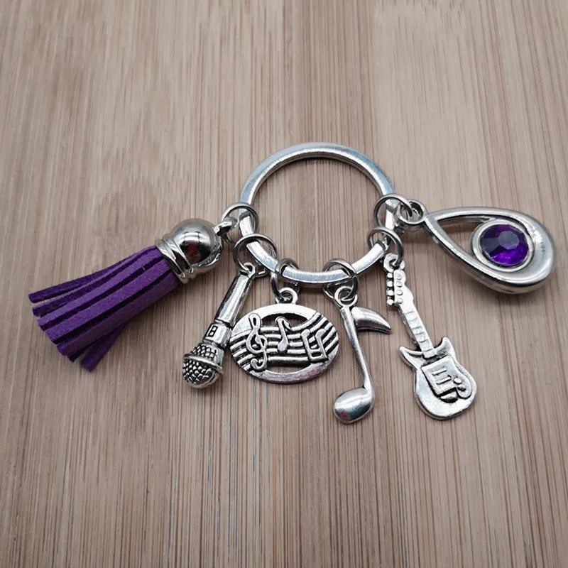 Music teacher key chain music tassel key ring piano player gift music microphone note handmade guitar jewelry souvenir