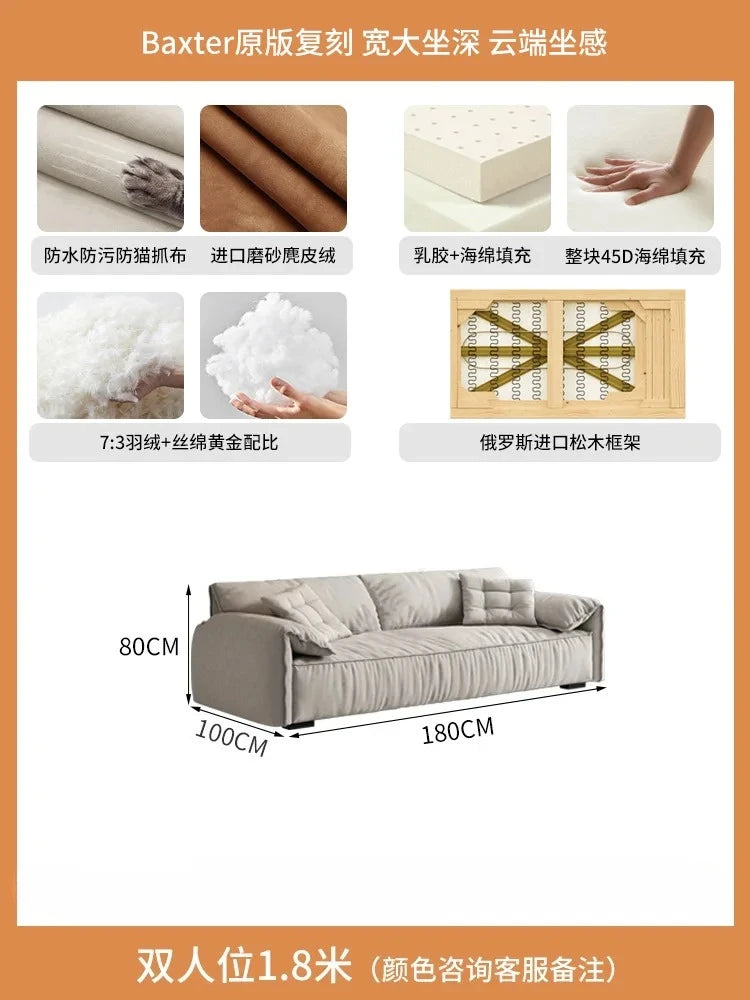 Sofa living room simple modern small apartment fabric cream wind straight row Italian new model