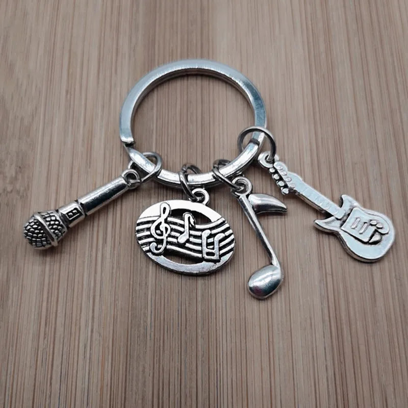 Music teacher key chain music tassel key ring piano player gift music microphone note handmade guitar jewelry souvenir