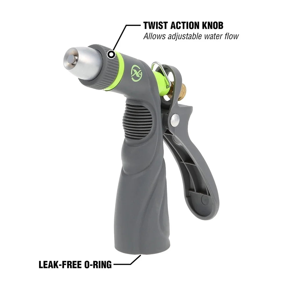 Pistol Grip Adjustable Garden Hose Nozzle Durable Metal Construction Leak Proof Trigger Lock Non Slip Grip Ideal Watering