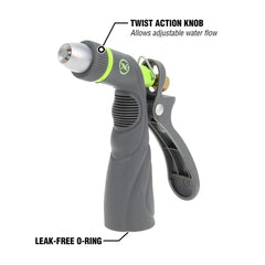 Pistol Grip Adjustable Garden Hose Nozzle Durable Metal Construction Leak Proof Trigger Lock Non Slip Grip Ideal Watering